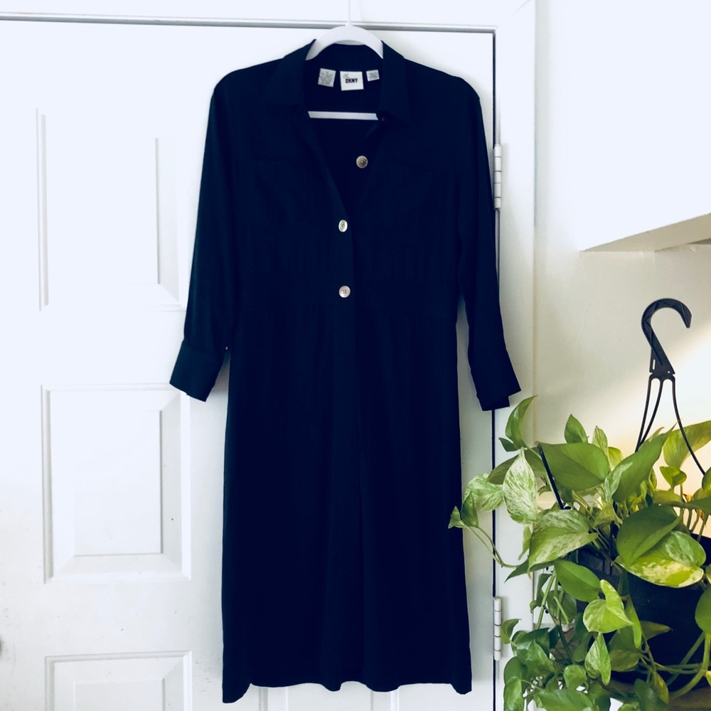 DKNY Buttoned Down Navy Dress